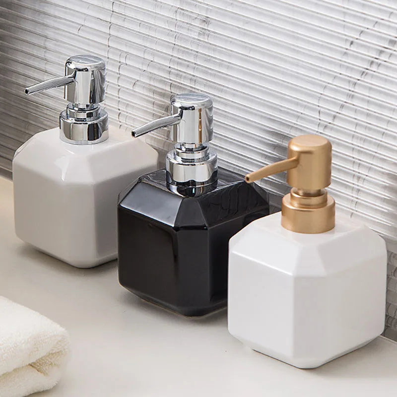 360Ml Keramische Handdesinfecterend Flesje Vierkant Zwart & Wit Zeep Vloeibare Container Home Shampoo Douchegel Verdeelfles Badkamer