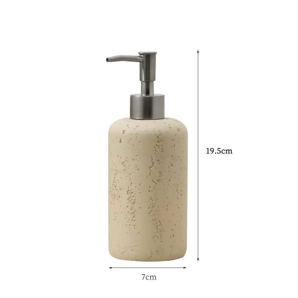 Groothandel op maat gemaakte natuurlijke gele travertijn marmeren navulbare badkamer vloeibare zeep/lotion dispenser houder