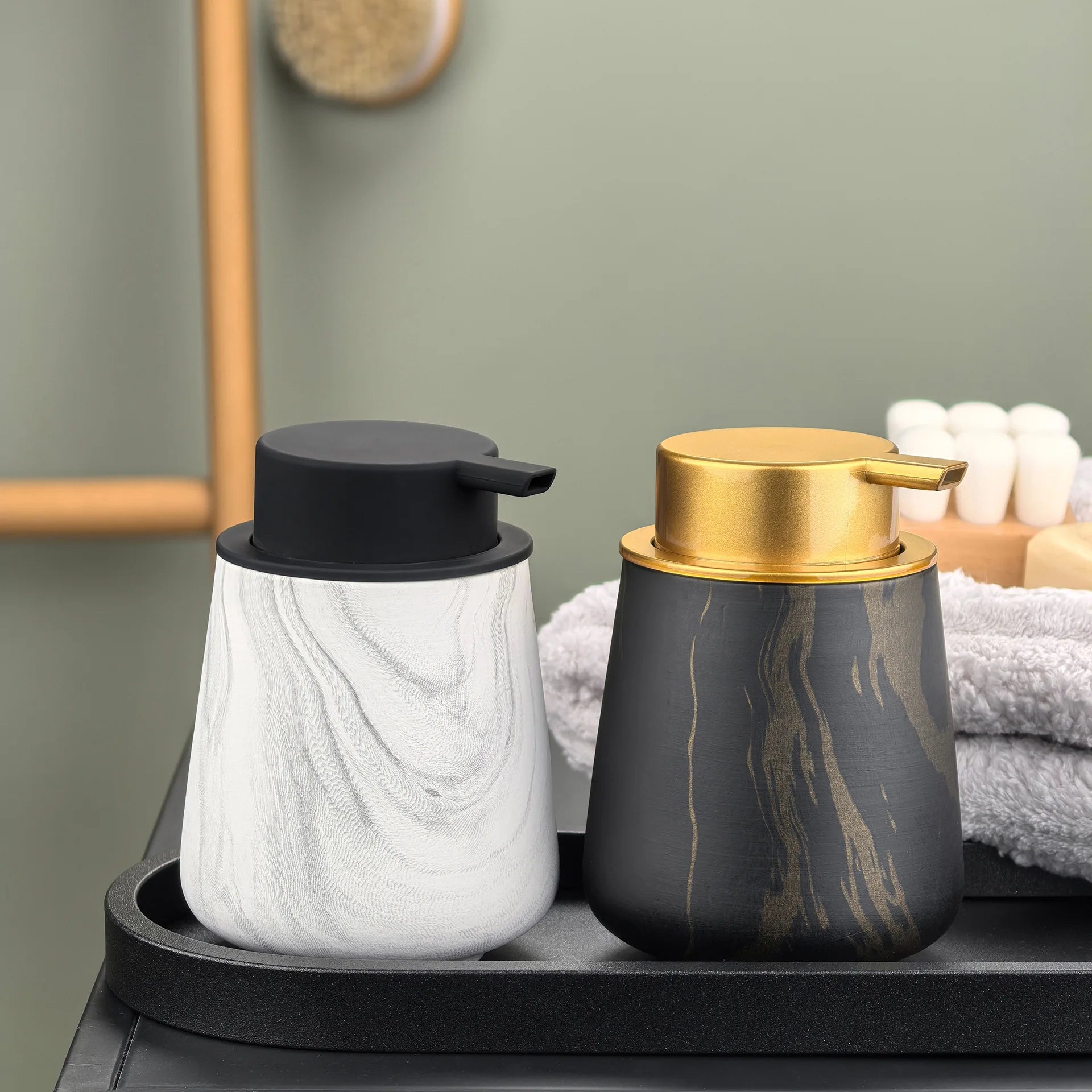 WHYOU-Cermic Inkt Dispensers voor vloeibare zeep, lotionfles, emulsie, latex handwensflessen, lichte luxe badkameraccessoireset