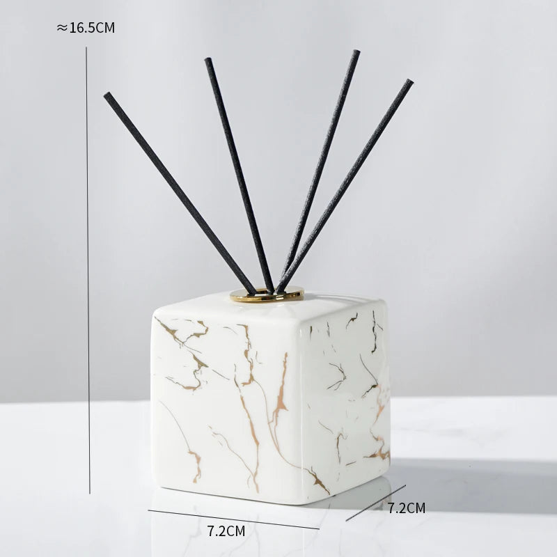 Europese stijl marmeren patroon keramische aromafles badkamer rotan diffuser voor etherische olie opslag huishoudelijke diffuser geschenken