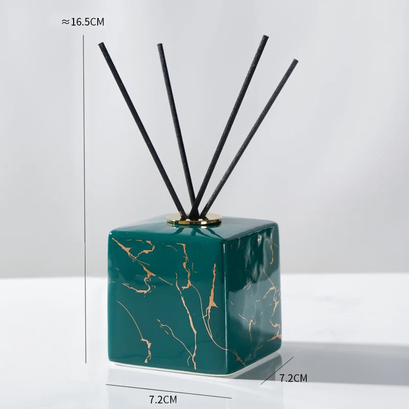 Europese stijl marmeren patroon keramische aromafles badkamer rotan diffuser voor etherische olie opslag huishoudelijke diffuser geschenken