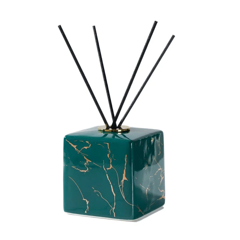 Europese stijl marmeren patroon keramische aromafles badkamer rotan diffuser voor etherische olie opslag huishoudelijke diffuser geschenken