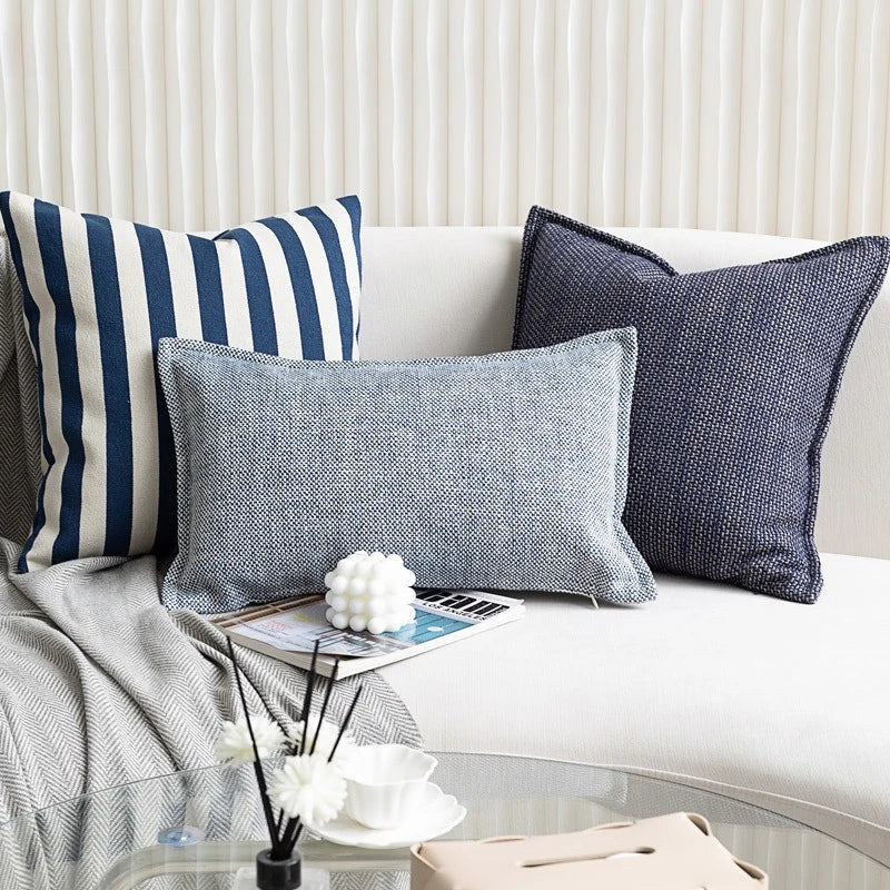 30X50/45X45CM Blauw Gestreepte Sierkussenhoes Eenvoudige Textuur Taille Kussenhoes Decor Home Decoratieve Kussensloop