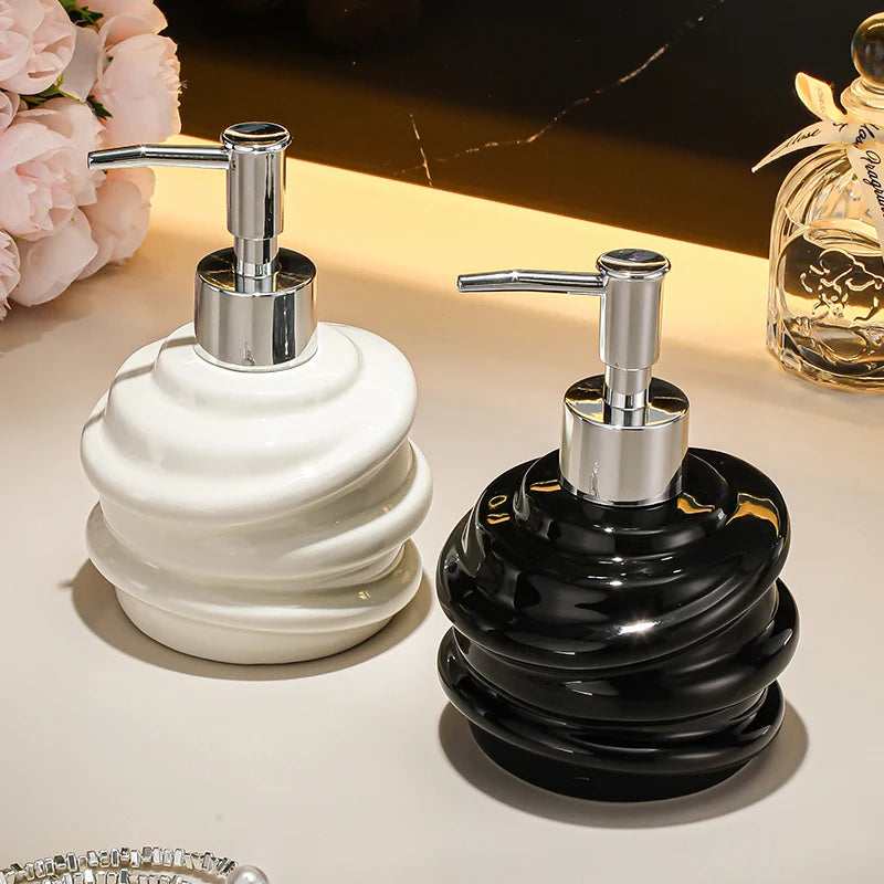 300ML Keramische lotion Fles Hotel Wc Handwas Vloeistof Druk Fles Body Wash Shampoo Doseerfles zeepdispenser