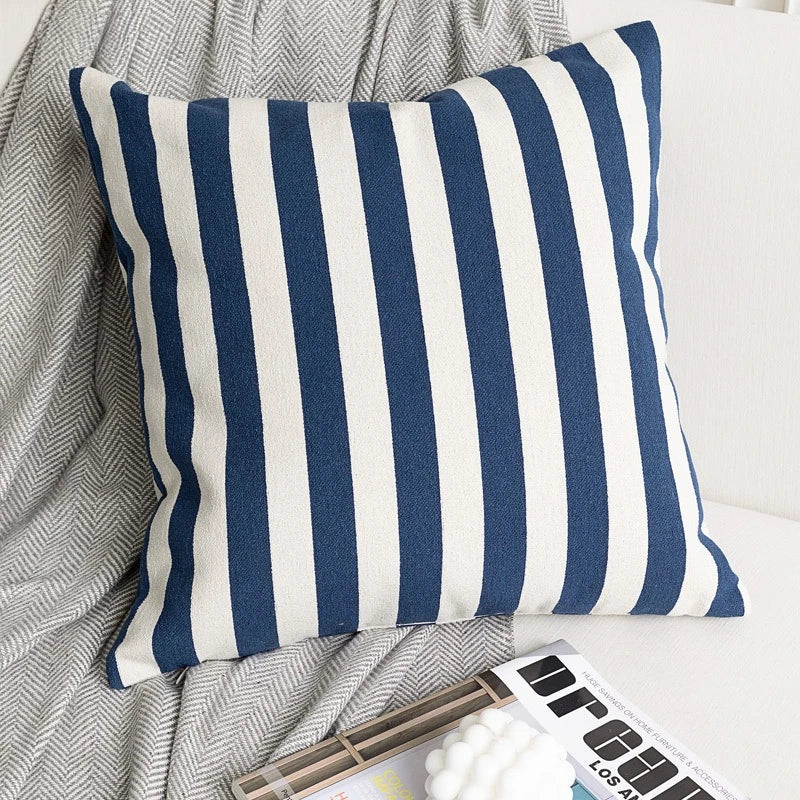 30X50/45X45CM Blauw Gestreepte Sierkussenhoes Eenvoudige Textuur Taille Kussenhoes Decor Home Decoratieve Kussensloop
