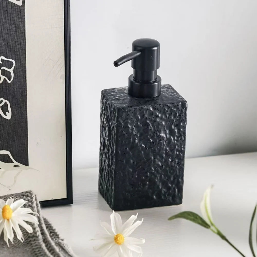 High-end stenen textuur keramische lotionfles voor thuishotel Multifunctionele shampoo handwasfles Duurzaam antislipontwerp