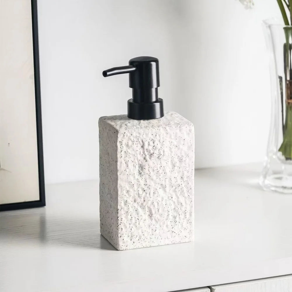 High-end stenen textuur keramische lotionfles voor thuishotel Multifunctionele shampoo handwasfles Duurzaam antislipontwerp