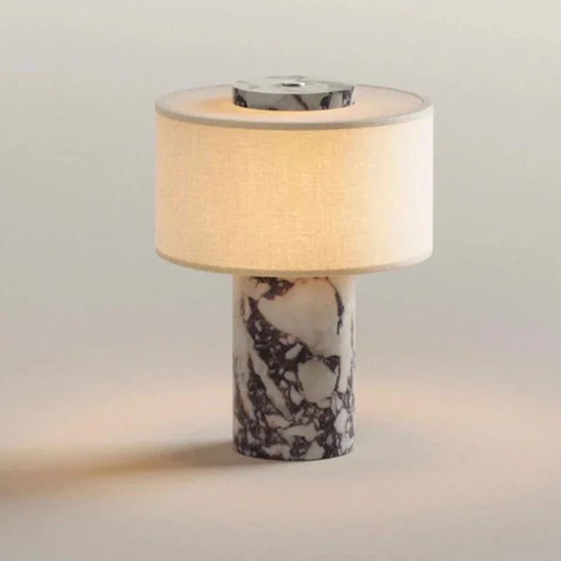 Retro luxe bedlampje natuurlijke marmeren tafellamp stoffen lampenkap gele stenen bureaulamp woonkamer slaapkamer woondecoratie