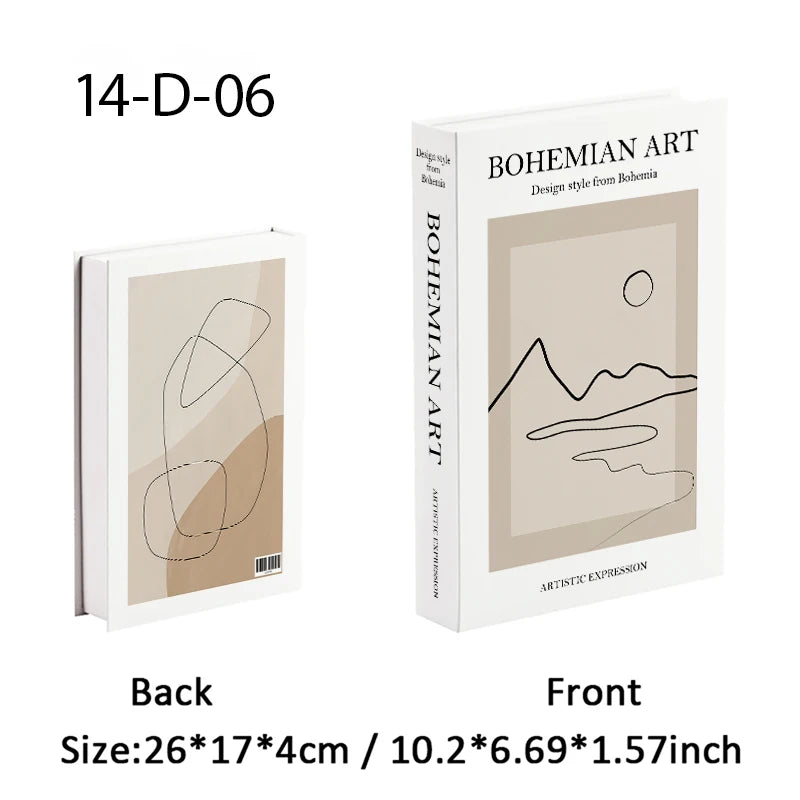Boho Home Decor Fake Book Decoratieve Salontafel Decoratie Boekenplank Slaapkamer Middeleeuwen Abstracte Lijn Esthetische Opbergdoos