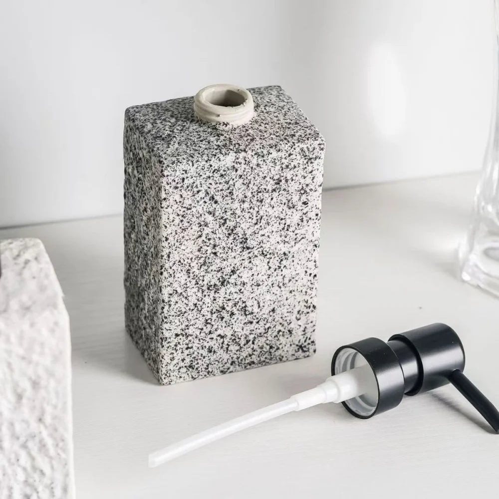 High-end stenen textuur keramische lotionfles voor thuishotel Multifunctionele shampoo handwasfles Duurzaam antislipontwerp