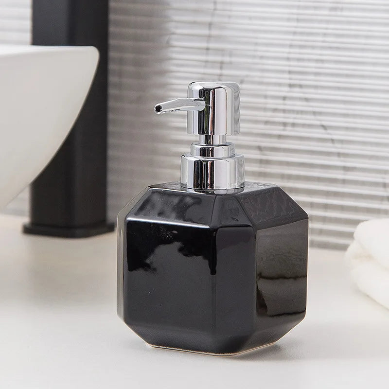 360Ml Keramische Handdesinfecterend Flesje Vierkant Zwart & Wit Zeep Vloeibare Container Home Shampoo Douchegel Verdeelfles Badkamer