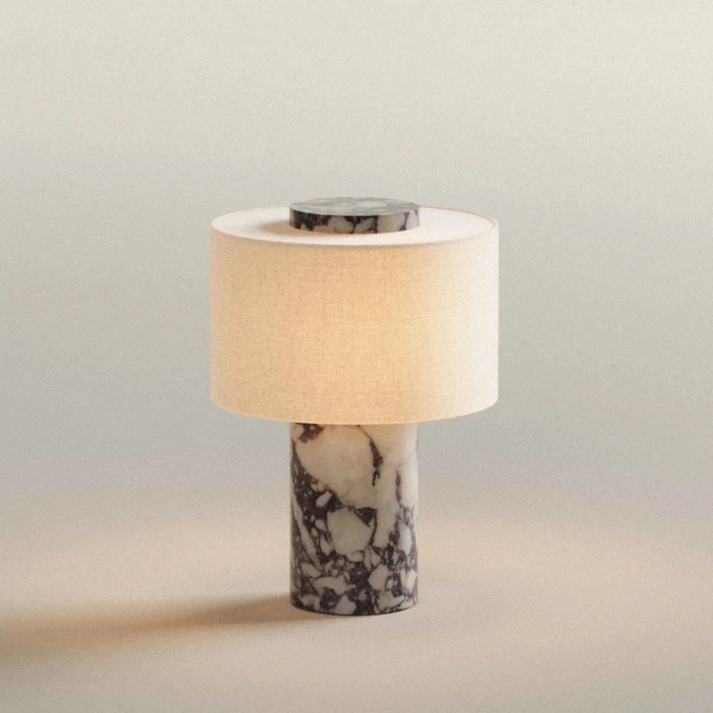 Retro luxe bedlampje natuurlijke marmeren tafellamp stoffen lampenkap gele stenen bureaulamp woonkamer slaapkamer woondecoratie
