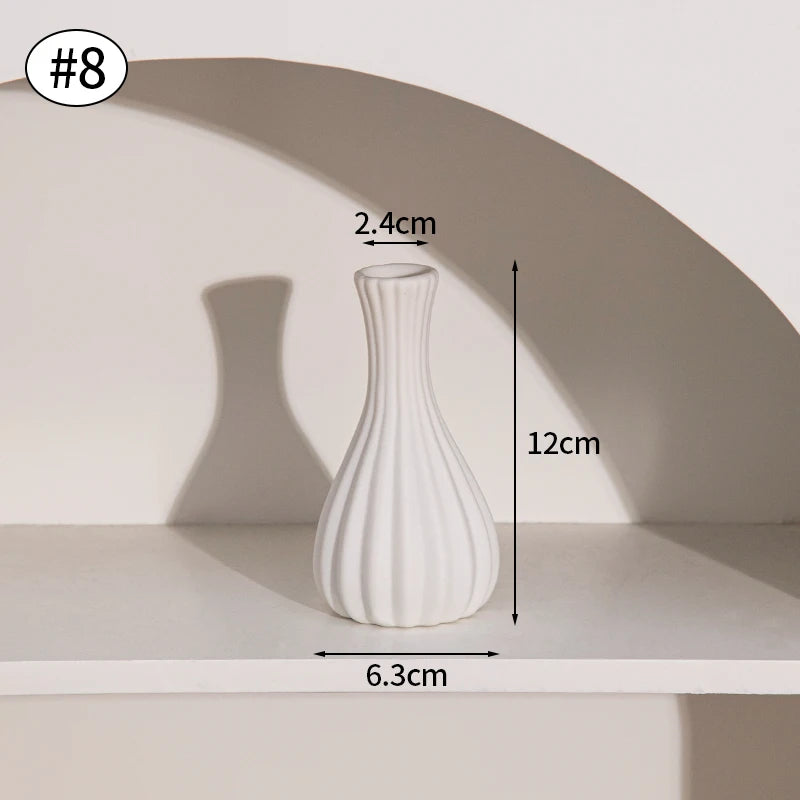 Witte keramische vazen Nordic decoratieve vazen ornamenten thuis woonkamer decor bloemstukken schetsen rekwisieten desktop decor