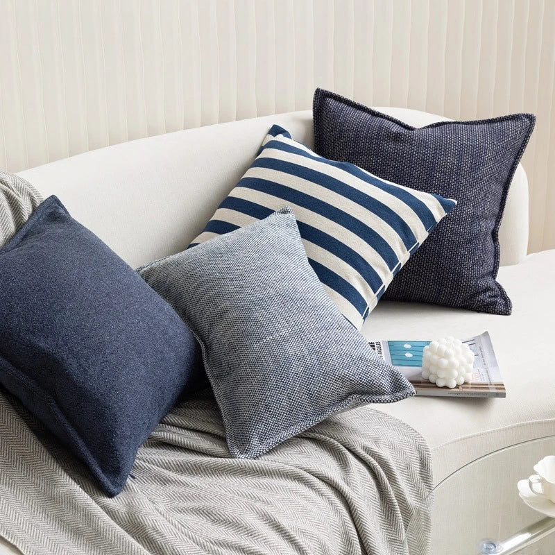 30X50/45X45CM Blauw Gestreepte Sierkussenhoes Eenvoudige Textuur Taille Kussenhoes Decor Home Decoratieve Kussensloop