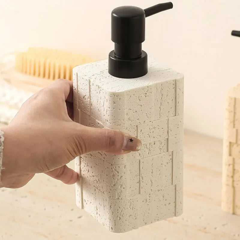 400 ml zeepdispenser moderne eenvoudige grotstenen textuur lotion toilet huishoudelijke luxe winddruktype fles voor handdesinfecterend middel