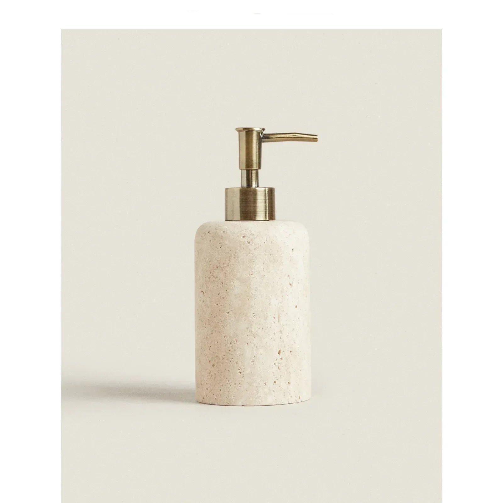 Groothandel op maat gemaakte natuurlijke gele travertijn marmeren navulbare badkamer vloeibare zeep/lotion dispenser houder
