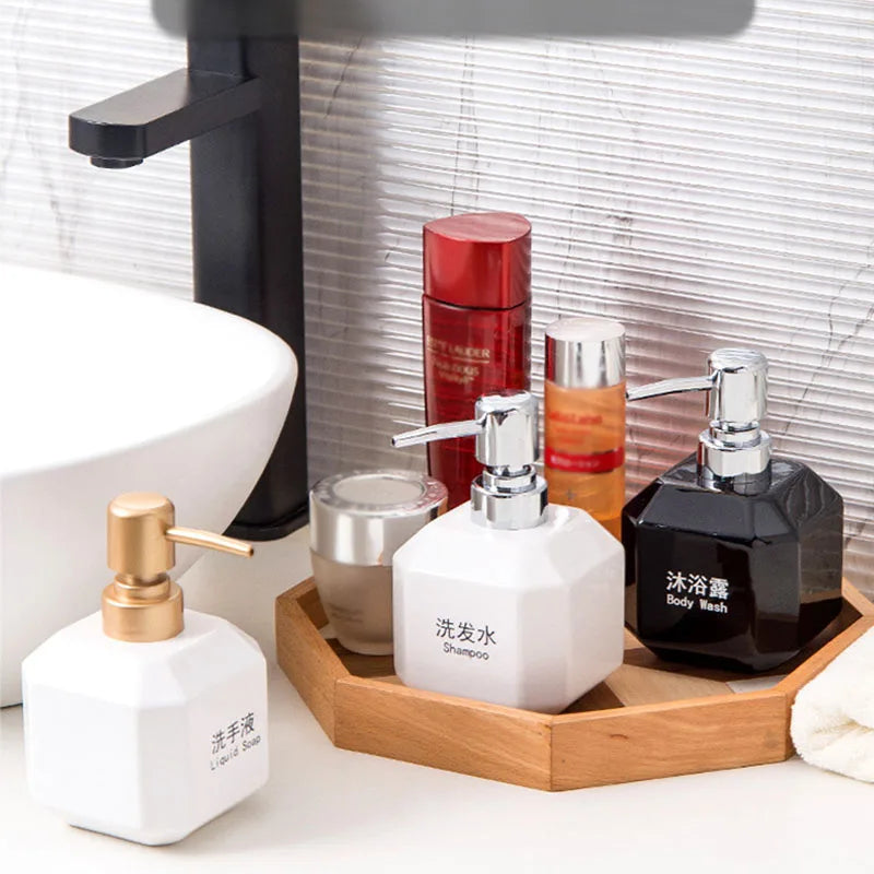 360Ml Keramische Handdesinfecterend Flesje Vierkant Zwart & Wit Zeep Vloeibare Container Home Shampoo Douchegel Verdeelfles Badkamer