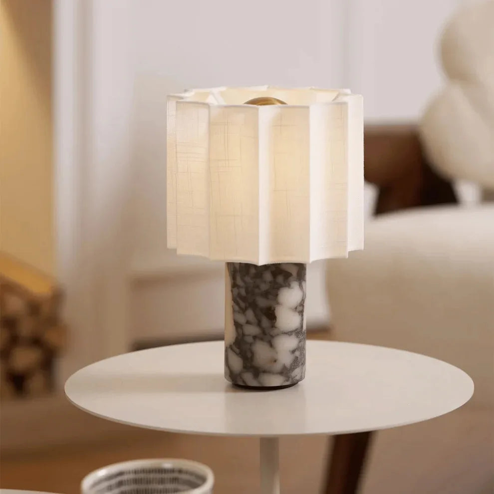 Retro luxe bedlampje natuurlijke marmeren tafellamp stoffen lampenkap gele stenen bureaulamp woonkamer slaapkamer woondecoratie
