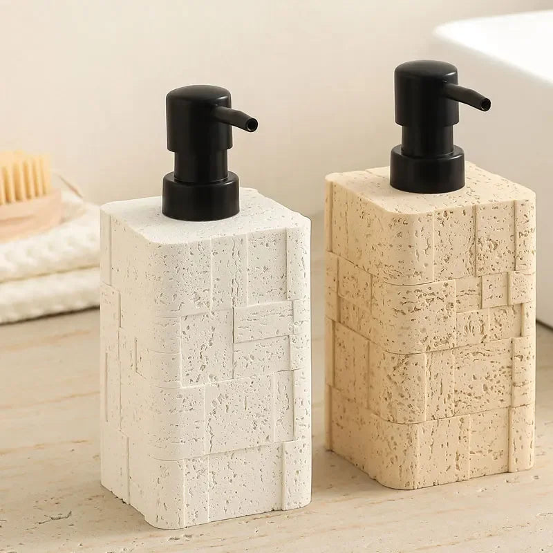 400 ml zeepdispenser moderne eenvoudige grotstenen textuur lotion toilet huishoudelijke luxe winddruktype fles voor handdesinfecterend middel