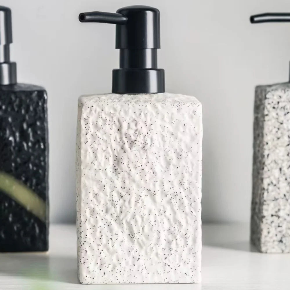 High-end stenen textuur keramische lotionfles voor thuishotel Multifunctionele shampoo handwasfles Duurzaam antislipontwerp