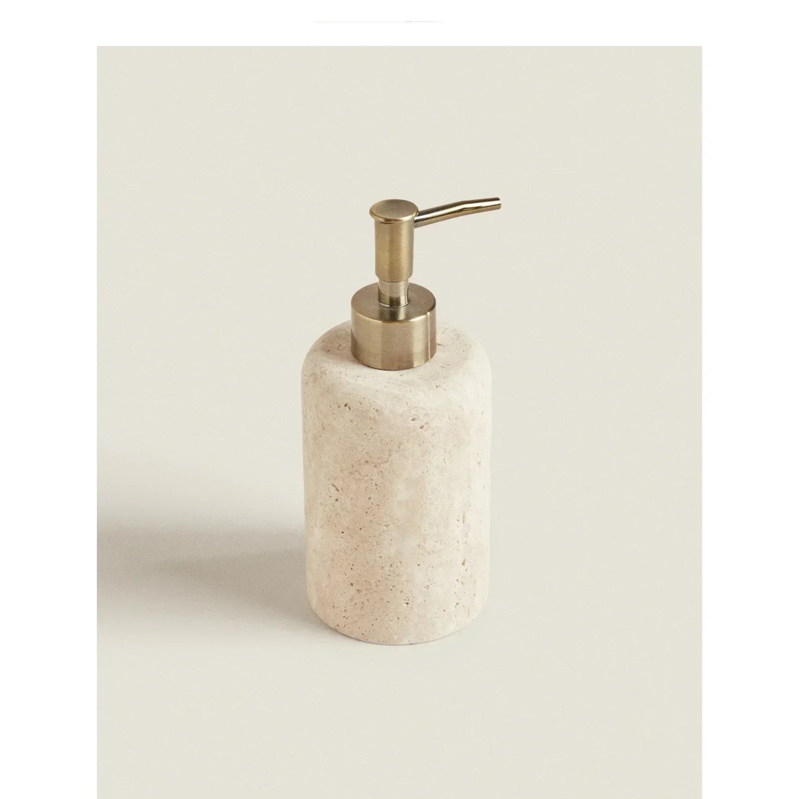 Groothandel op maat gemaakte natuurlijke gele travertijn marmeren navulbare badkamer vloeibare zeep/lotion dispenser houder