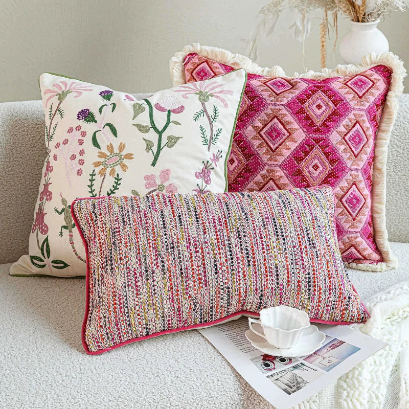 30X50/45X45CM Roze Sierkussen Cover Franse Licht Luxe Stempelen Taille Kussenhoes decor Home Decoratieve Kussensloop