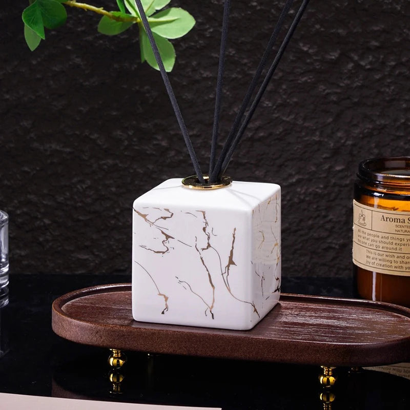 Europese stijl marmeren patroon keramische aromafles badkamer rotan diffuser voor etherische olie opslag huishoudelijke diffuser geschenken