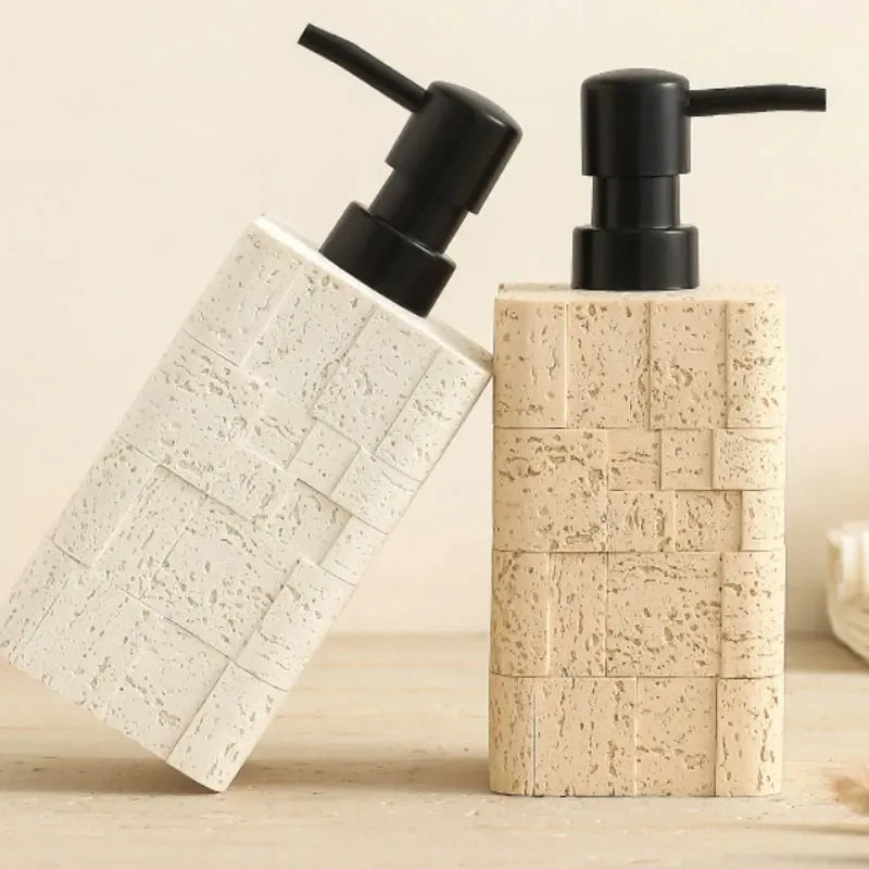 400 ml zeepdispenser moderne eenvoudige grotstenen textuur lotion toilet huishoudelijke luxe winddruktype fles voor handdesinfecterend middel