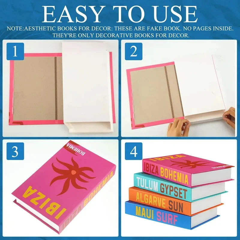 Boho Home Decor Fake Book Decoratieve Salontafel Decoratie Boekenplank Slaapkamer Middeleeuwen Abstracte Lijn Esthetische Opbergdoos