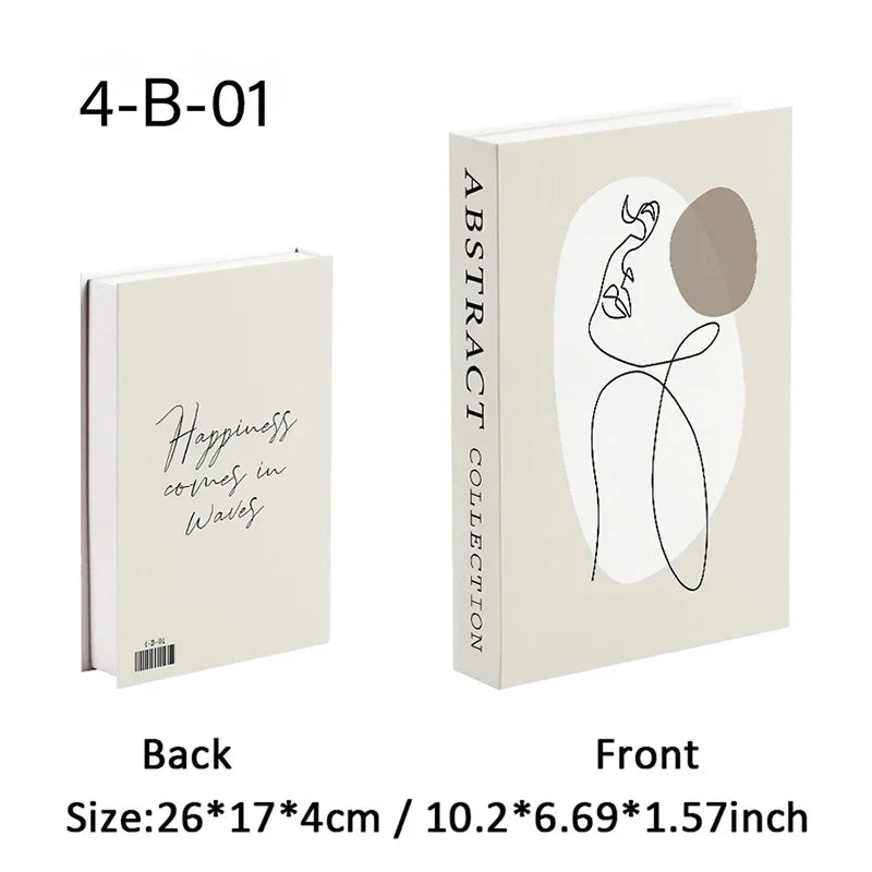 Boho Home Decor Fake Book Decoratieve Salontafel Decoratie Boekenplank Slaapkamer Middeleeuwen Abstracte Lijn Esthetische Opbergdoos