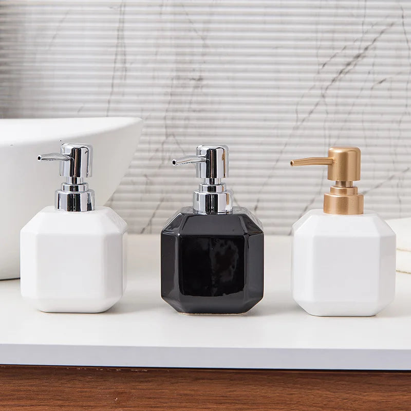 360Ml Keramische Handdesinfecterend Flesje Vierkant Zwart & Wit Zeep Vloeibare Container Home Shampoo Douchegel Verdeelfles Badkamer