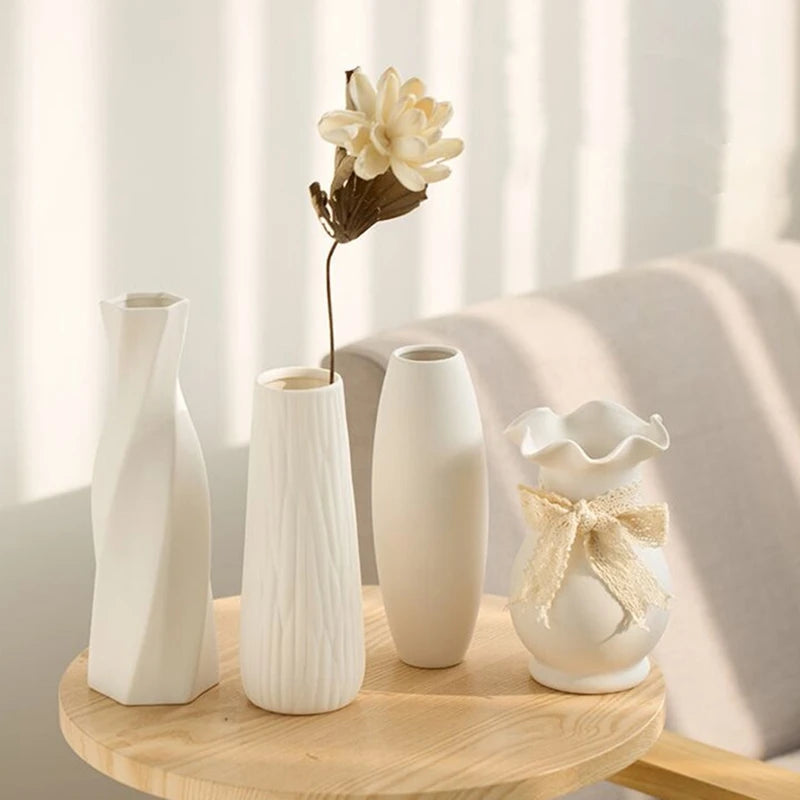 Witte keramische vazen Nordic decoratieve vazen ornamenten thuis woonkamer decor bloemstukken schetsen rekwisieten desktop decor