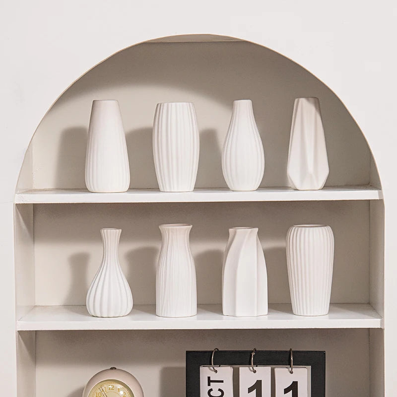 Witte keramische vazen Nordic decoratieve vazen ornamenten thuis woonkamer decor bloemstukken schetsen rekwisieten desktop decor