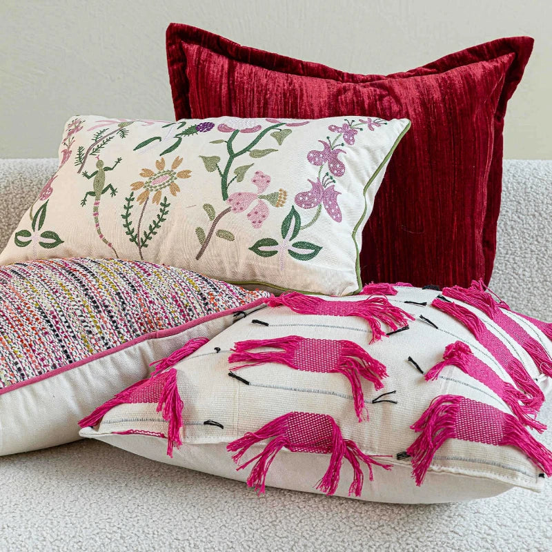 30X50/45X45CM Roze Sierkussen Cover Franse Licht Luxe Stempelen Taille Kussenhoes decor Home Decoratieve Kussensloop