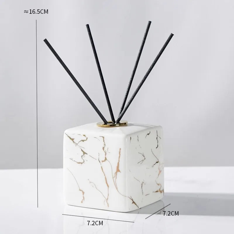 Europese stijl marmeren patroon keramische aromafles badkamer rotan diffuser voor etherische olie opslag huishoudelijke diffuser geschenken