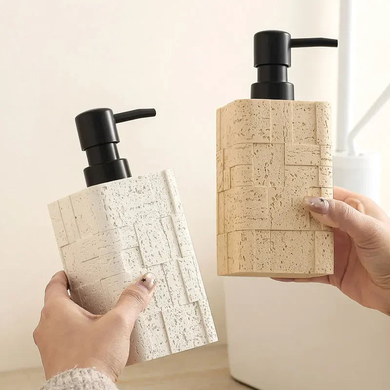 400 ml zeepdispenser moderne eenvoudige grotstenen textuur lotion toilet huishoudelijke luxe winddruktype fles voor handdesinfecterend middel