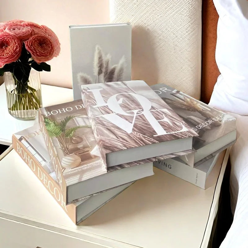 Boho Home Decor Fake Book Decoratieve Salontafel Decoratie Boekenplank Slaapkamer Middeleeuwen Abstracte Lijn Esthetische Opbergdoos