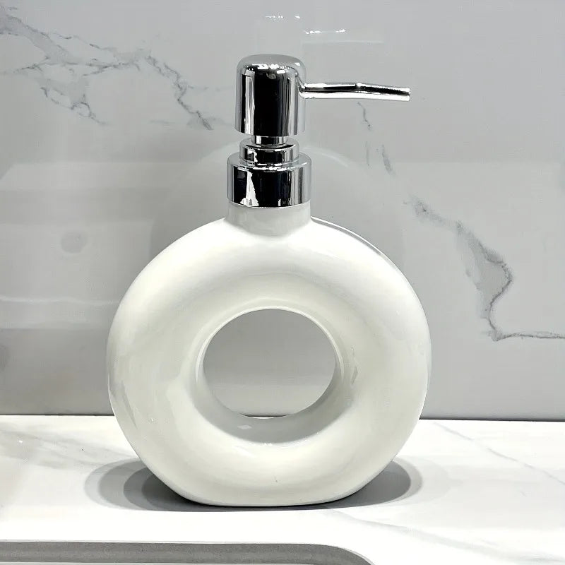 1 stks Creatieve Keramische Zeepdispenser Badkamer Douchegel Druk Fles Thuis Badkamer Vloeibare Zeep Hervulbare Container